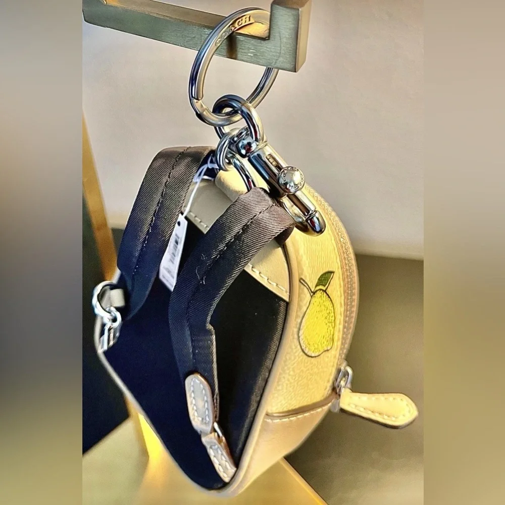 Coach CardHolder/KeyChain/BagCharm ADORABLE Lemon Micro-Mini Backpack NWT - Picture 14 of 15